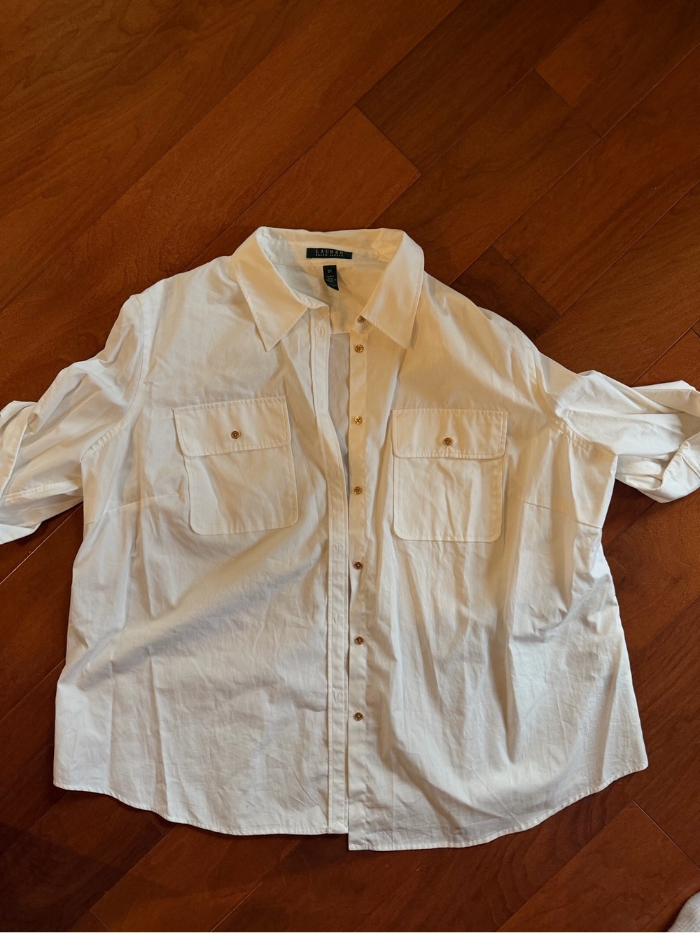 Lauren Ralph Lauren White Button-Front Pocket Shirt